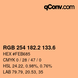 カラーコード: RGB 254 182.2 133.6 | qconv.com
