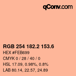 カラーコード: RGB 254 182.2 153.6 | qconv.com