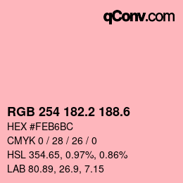 カラーコード: RGB 254 182.2 188.6 | qconv.com
