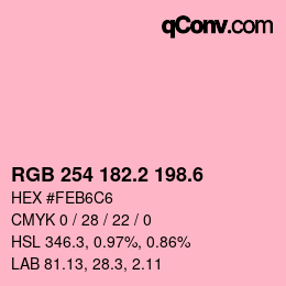 カラーコード: RGB 254 182.2 198.6 | qconv.com