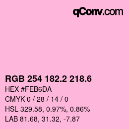 カラーコード: RGB 254 182.2 218.6 | qconv.com