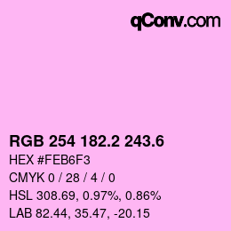 カラーコード: RGB 254 182.2 243.6 | qconv.com