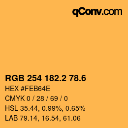 カラーコード: RGB 254 182.2 78.6 | qconv.com