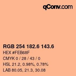 カラーコード: RGB 254 182.6 143.6 | qconv.com