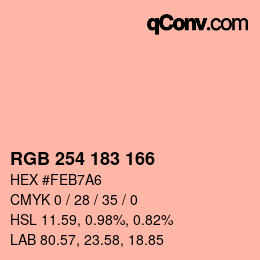 Color code: RGB 254 183 166 | qconv.com