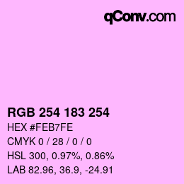Color code: RGB 254 183 254 | qconv.com