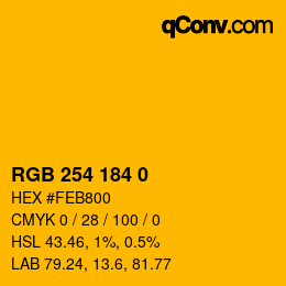 Farbcode: RGB 254 184 0 | qconv.com