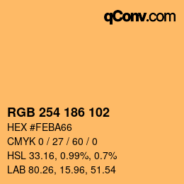 Color code: RGB 254 186 102 | qconv.com