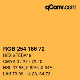 Color code: RGB 254 186 72 | qconv.com