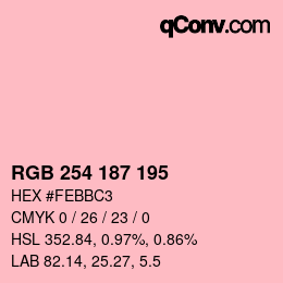 Color code: RGB 254 187 195 | qconv.com