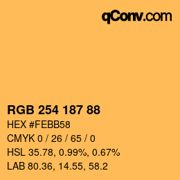 颜色代码: RGB 254 187 88 | qconv.com
