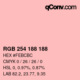 Código de color: RGB 254 188 188 | qconv.com