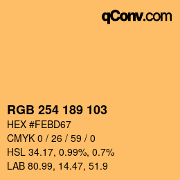 カラーコード: RGB 254 189 103 | qconv.com