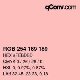 カラーコード: RGB 254 189 189 | qconv.com