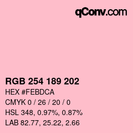 Color code: RGB 254 189 202 | qconv.com