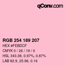 Color code: RGB 254 189 207 | qconv.com