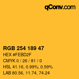 颜色代码: RGB 254 189 47 | qconv.com
