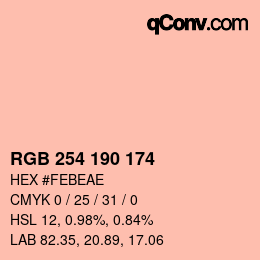 カラーコード: RGB 254 190 174 | qconv.com