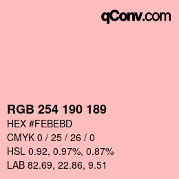 Código de color: RGB 254 190 189 | qconv.com