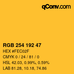 颜色代码: RGB 254 192 47 | qconv.com