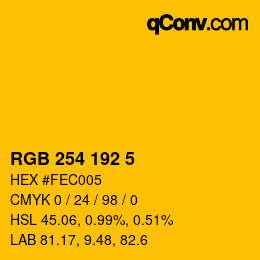 Code couleur: RGB 254 192 5 | qconv.com