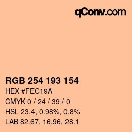 カラーコード: RGB 254 193 154 | qconv.com