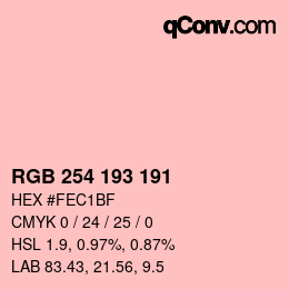 カラーコード: RGB 254 193 191 | qconv.com