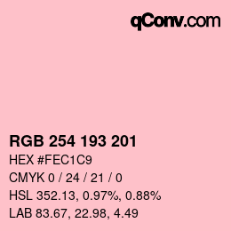 Color code: RGB 254 193 201 | qconv.com