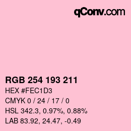 カラーコード: RGB 254 193 211 | qconv.com