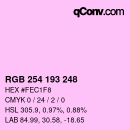 Color code: RGB 254 193 248 | qconv.com