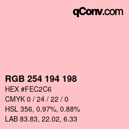 Color code: RGB 254 194 198 | qconv.com
