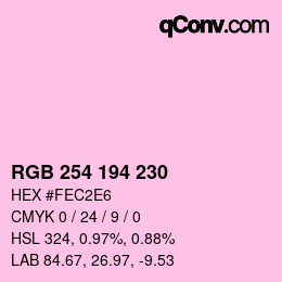 カラーコード: RGB 254 194 230 | qconv.com