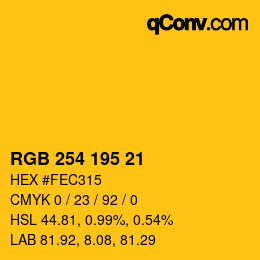 Color code: RGB 254 195 21 | qconv.com