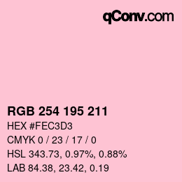 颜色代码: RGB 254 195 211 | qconv.com