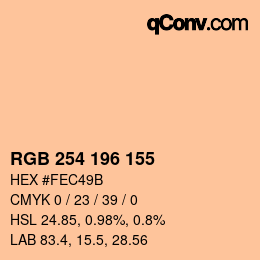 カラーコード: RGB 254 196 155 | qconv.com