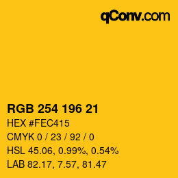 颜色代码: RGB 254 196 21 | qconv.com
