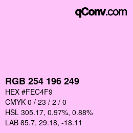 Color code: RGB 254 196 249 | qconv.com