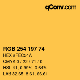 Color code: RGB 254 197 74 | qconv.com