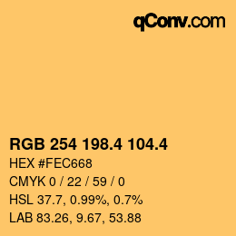 カラーコード: RGB 254 198.4 104.4 | qconv.com