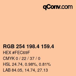 カラーコード: RGB 254 198.4 159.4 | qconv.com