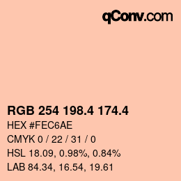 カラーコード: RGB 254 198.4 174.4 | qconv.com