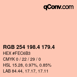 カラーコード: RGB 254 198.4 179.4 | qconv.com