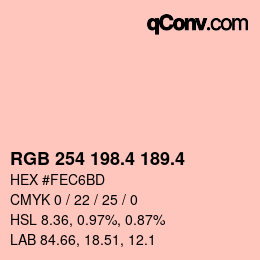 カラーコード: RGB 254 198.4 189.4 | qconv.com