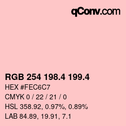 カラーコード: RGB 254 198.4 199.4 | qconv.com
