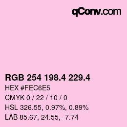 カラーコード: RGB 254 198.4 229.4 | qconv.com