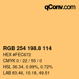 カラーコード: RGB 254 198.8 114 | qconv.com