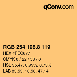 カラーコード: RGB 254 198.8 119 | qconv.com