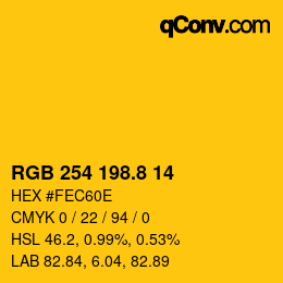 カラーコード: RGB 254 198.8 14 | qconv.com