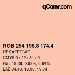 カラーコード: RGB 254 198.8 174.4 | qconv.com