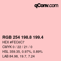 カラーコード: RGB 254 198.8 199.4 | qconv.com